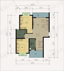 万瑞尚成户型B3 两室两厅户型图