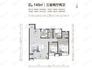 太原恒大天宸三居户型户型图