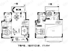 绿地与湖3室2厅3卫户型图