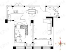 藻江花园二期1室1厅1卫户型图