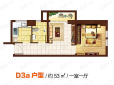 万创学区1号1室1厅1卫户型图