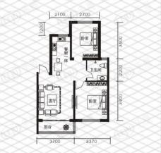 华茂依山君庭2室2厅1卫户型图