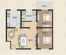 享堂新城2室1厅1卫户型图