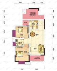 巴比亚半山2室2厅1卫户型图