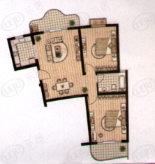 天鼎大厦房型: 二房;  面积段: 100 －110 平方米;户型图