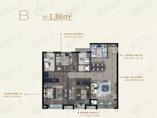 中铁溪源高层B户型户型图