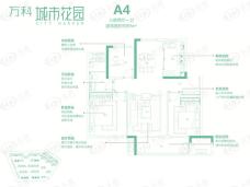 万科城市花园3室2厅1卫户型图