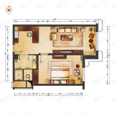 紫檀山酒店式公寓1-1A户型户型图