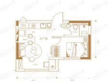 中铁诺德滨海花园1室1厅1卫户型图
