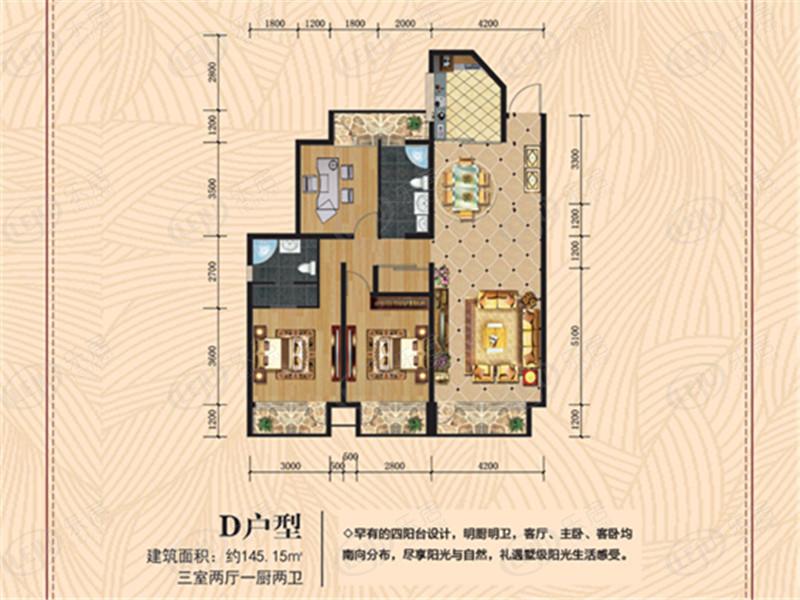 华创·御园户型介绍 户型面积102.39~145.15㎡