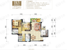 鸿通翡翠城檀悦3室2厅2卫户型图