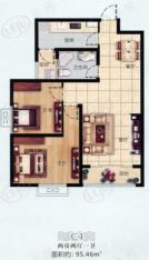水岸家园2室2厅1卫C4户型户型图