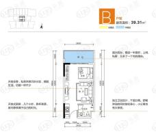 i尚国际B户型一房一厅一卫户型图