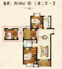 双汇国际106三居户型户型图