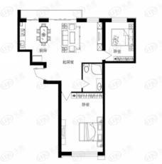 星河国阅公馆Room F 两室两厅一卫 参考使用面积71.79平米户型图