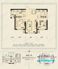 绿地新里海德公馆2室1厅1卫户型图