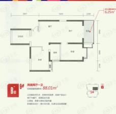 裕昌太阳城2室2厅1卫户型图