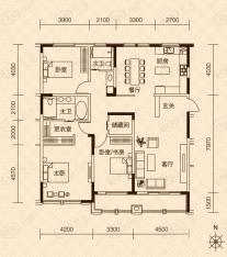 城开御园3室2厅2卫户型图