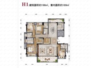 龙湖九里峰景学院洋墅H1户型图