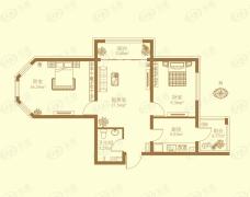 龙跃金水湾B2两室一厅一卫，参考使用面积约55.12平米户型图