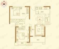 武汉万锦江城2室2厅1卫户型图