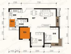 合能四季康城2室2厅1卫户型图