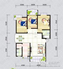 时代名城J户型3房2厅2卫户型图