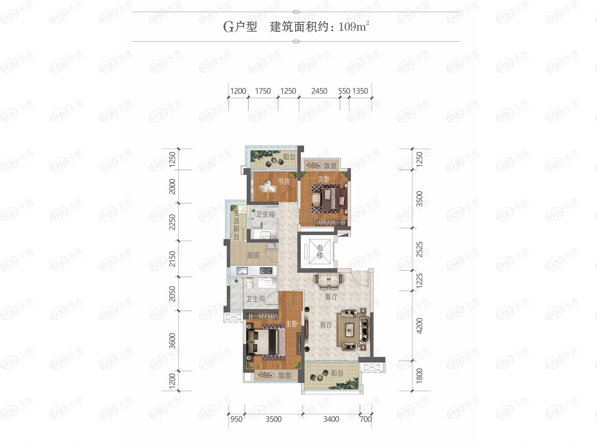 都江堰竹径悦山 户型建面约108.38~128.76㎡