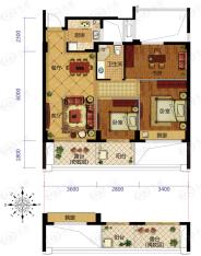 协安紫郡3室2厅1卫户型图