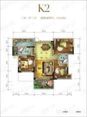 宏义·江湾城3室2厅2卫户型图