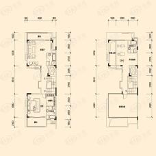 星河时代联排别墅A1-A5栋三四层3室2厅户型图