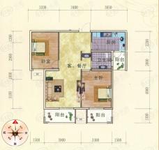 枫桦雅苑2室2厅1卫户型图