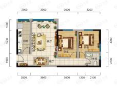 凯旋怡景2室2厅1卫户型图
