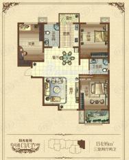 汇博阳光水岸3室2厅2卫户型图