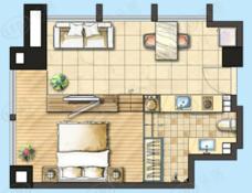 力宝国际公寓图为力宝国际公寓60平米户型户型图