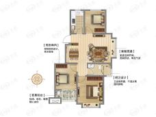 海信波尔多小镇3室2厅1卫户型图