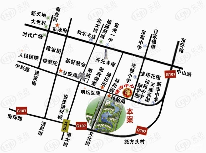 懋鑫福城，位置在定州市南环路民政局南侧 、东侧，约3600/平米。