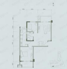 三金鑫城国际房型: 二房;  面积段: 83.08 －89.39 平方米;户型图