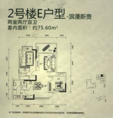 国盛伟岸滨洲房型: 二房;  面积段: 62.28 －79.11 平方米;户型图