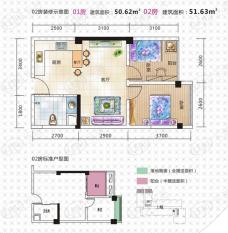 时代公馆MINI派01-02房二室二厅一卫户型图