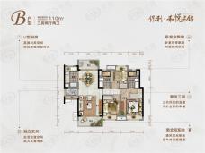 保利和悦华锦3室2厅2卫户型图