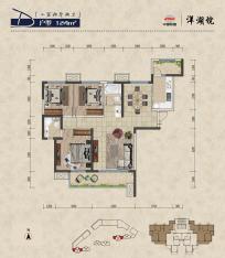 中国铁建洋湖苑3室2厅2卫户型图