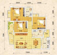 水岸新城15#一单元A1户型户型图