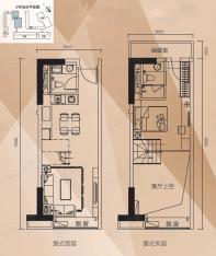 番禺奥园城市天地1室1厅2卫户型图