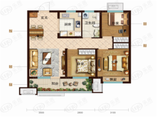 绿地·青岛城际空间站3室2厅1卫户型图