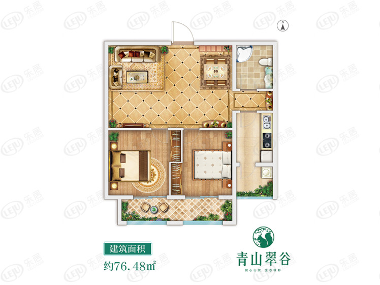 青山翠谷2室2厅1卫户型图 烟台乐居 青山翠谷2室2厅1卫户型图 烟台乐居
