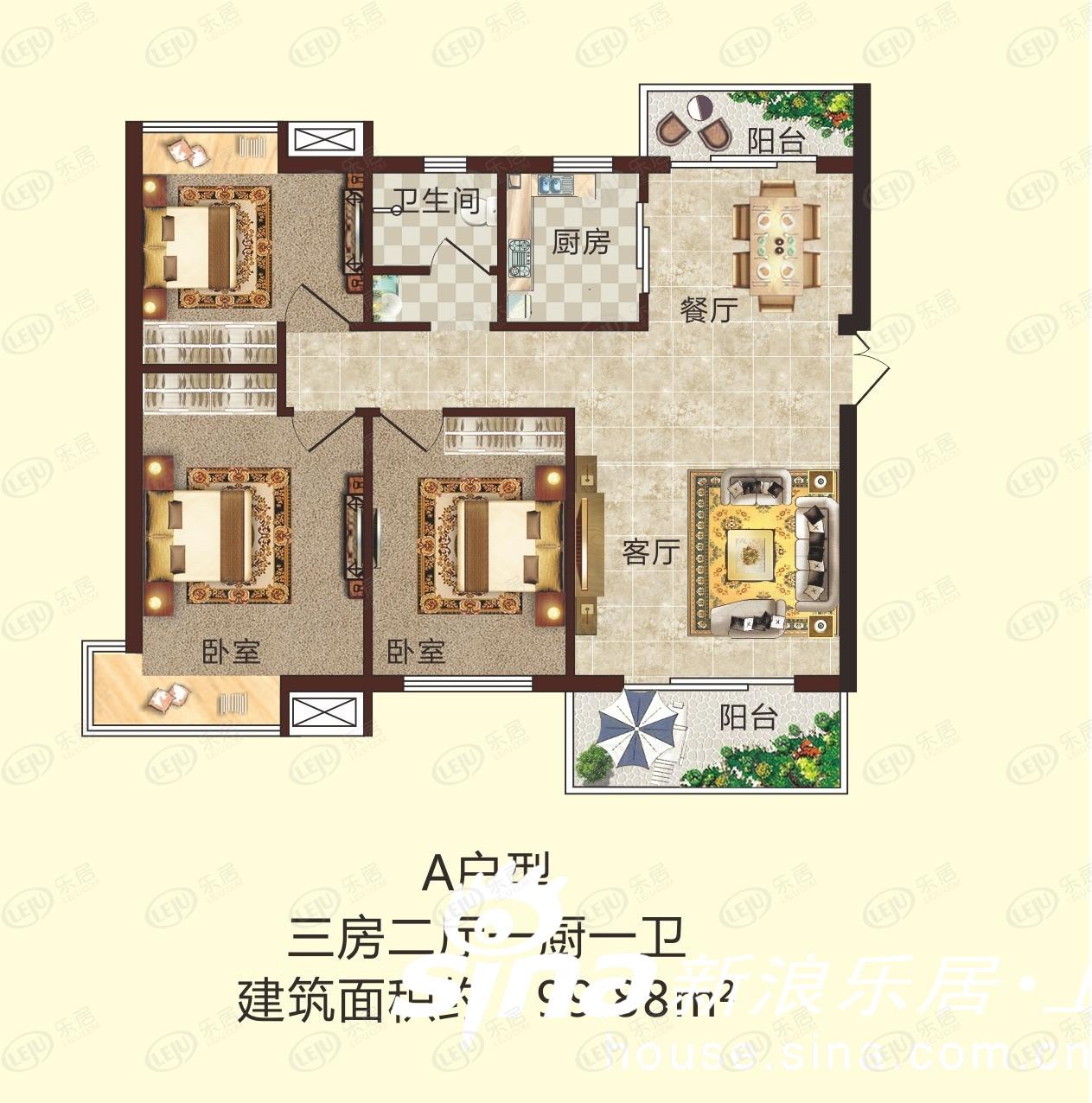 金叶名庭户型图曝光 户型面积99.88~128.8㎡