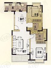 文荟峰景房型: 二房;  面积段: 84 －107 平方米;
户型图