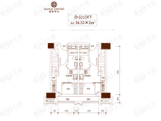 吾悦广场2室2卫户型户型图