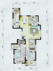 中央花城房型: 三房;  面积段: 130 －140 平方米;
户型图